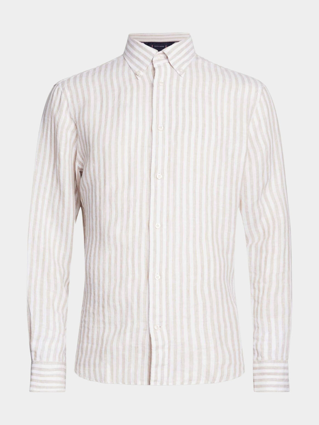 قميص تومي هيلفيغر كاجوال Hemd Lange Mouw بيج DC من الكتان الغامق