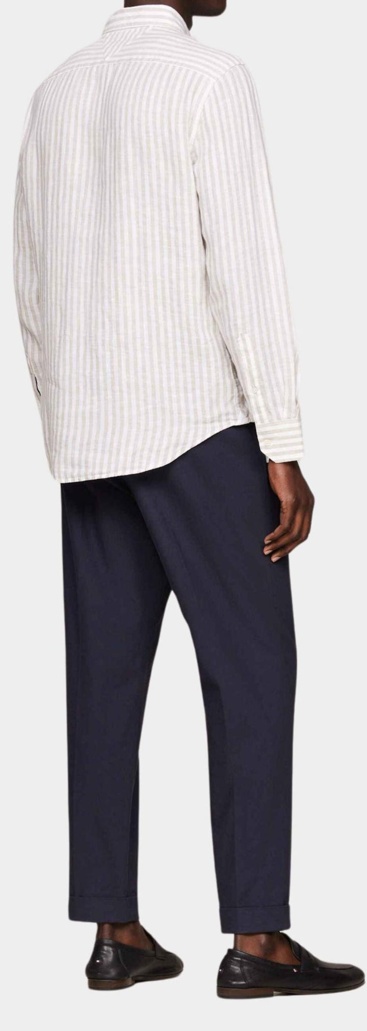 قميص تومي هيلفيغر كاجوال Hemd Lange Mouw بيج DC من الكتان الغامق