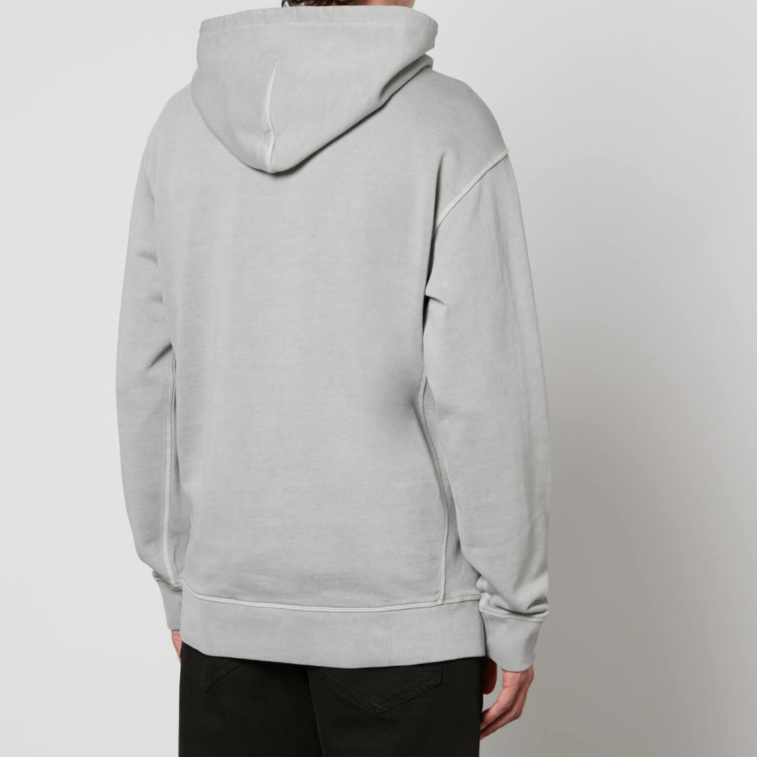 سويت شيرت رمادي من القطن بغطاء رأس وتفاصيل شعار - هودي