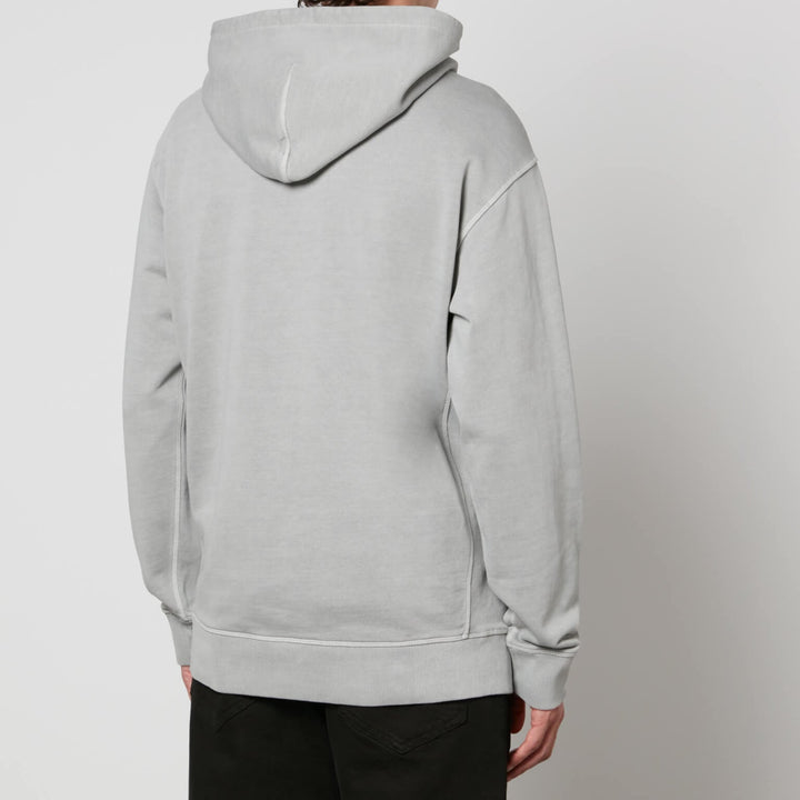 سويت شيرت رمادي من القطن بغطاء رأس وتفاصيل شعار - هودي