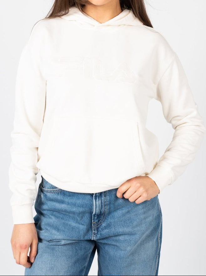 سويت شيرت نسائي من فيلا بأكمام طويلة وغطاء للرأس باللون الأبيض