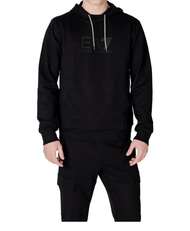 قميص كاب قطني من إمبوريو أرماني EA7 أسود – هودي