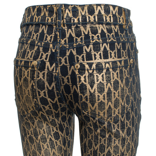 بنطلون GUESS by Marciano نسائي ذهبي اللون منقوش بالليزر