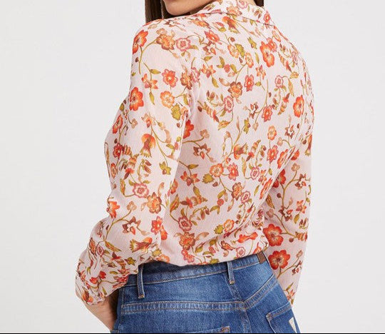 قميص نسائي كاجوال بياقة كوبية ومطبوع عليه زهور