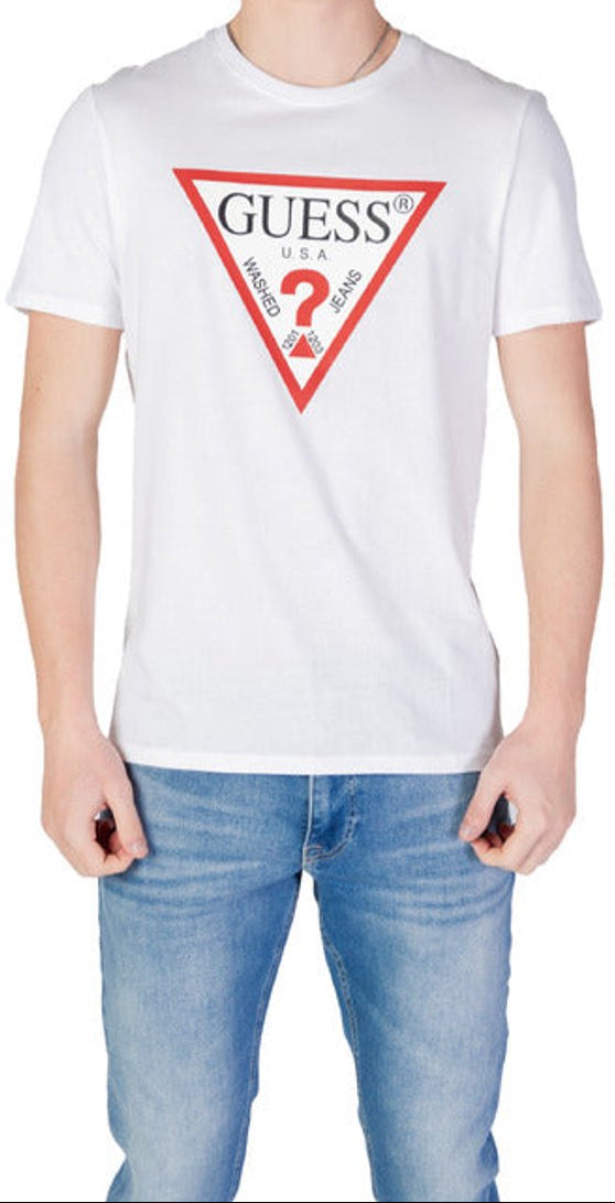 تي شيرت رجالي من Guess بشعار مطرز