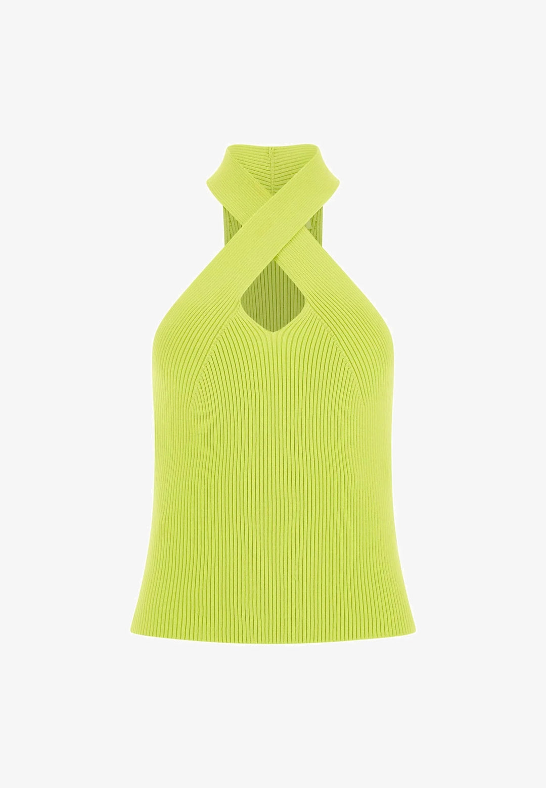 بلوزة نسائية بدون أكمام من Guess Claire برقبة متقاطعة ومضلعة