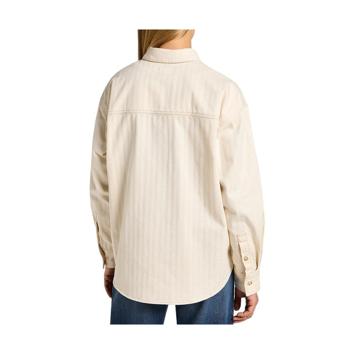 قميص Lee النسائي بأكمام طويلة للعمل الغربي باللون البيج