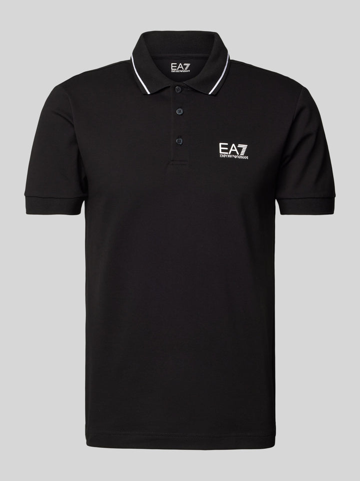 قميص بولو رجالي بأكمام قصيرة من إمبوريو أرماني EA7 باللون الأسود