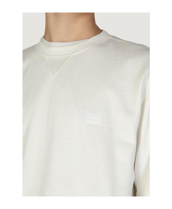 هوغو بوس - بلوفر قطني أبيض - سويت شيرت