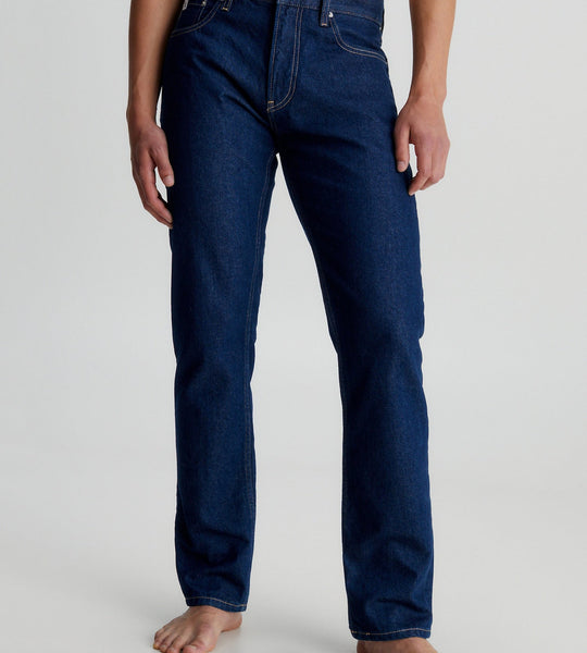 بنطال جينز كالفن كلاين جينز مستقيم متوسط ​​الطول أزرق