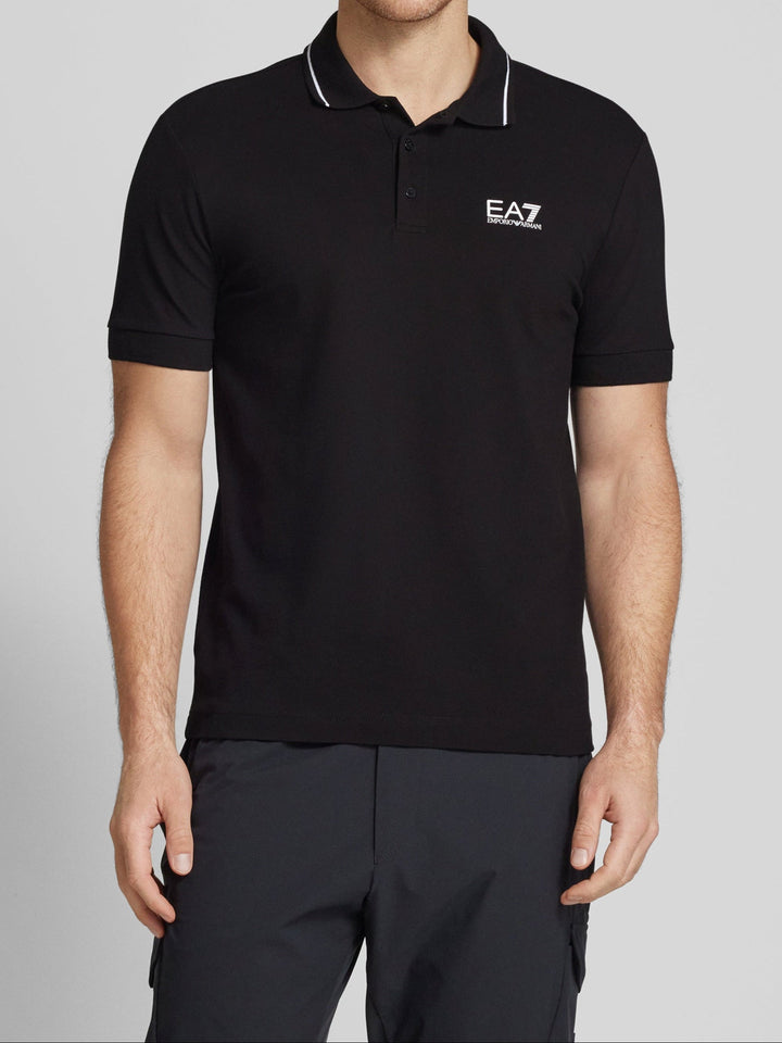 قميص بولو رجالي بأكمام قصيرة من إمبوريو أرماني EA7 باللون الأسود