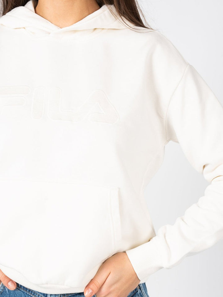 سويت شيرت نسائي من فيلا بأكمام طويلة وغطاء للرأس باللون الأبيض