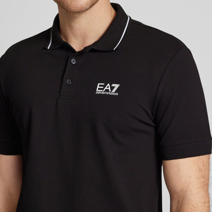 قميص بولو رجالي بأكمام قصيرة من إمبوريو أرماني EA7 باللون الأسود