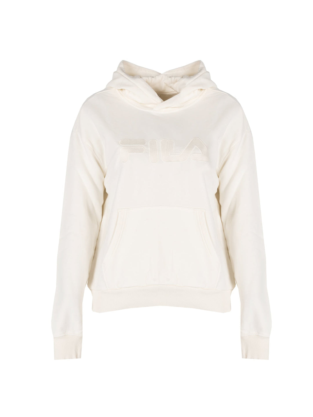 سويت شيرت نسائي من فيلا بأكمام طويلة وغطاء للرأس باللون الأبيض