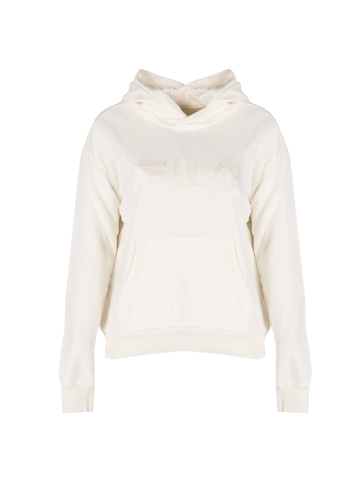 سويت شيرت نسائي من فيلا بأكمام طويلة وغطاء للرأس باللون الأبيض