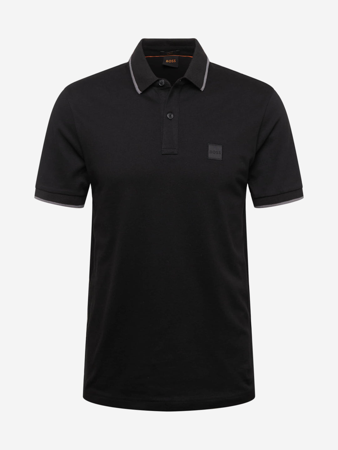 قميص بولو بوس برتقالي بأكمام قصيرة وشريط جانبي أسود