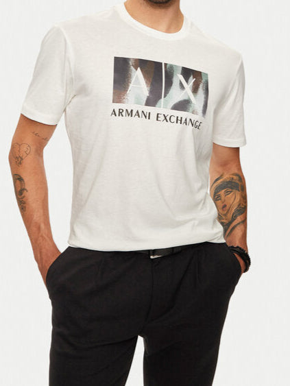 تي شيرت أرماني إكستشينج من القطن والجيرسي بشعار جرافيكي
