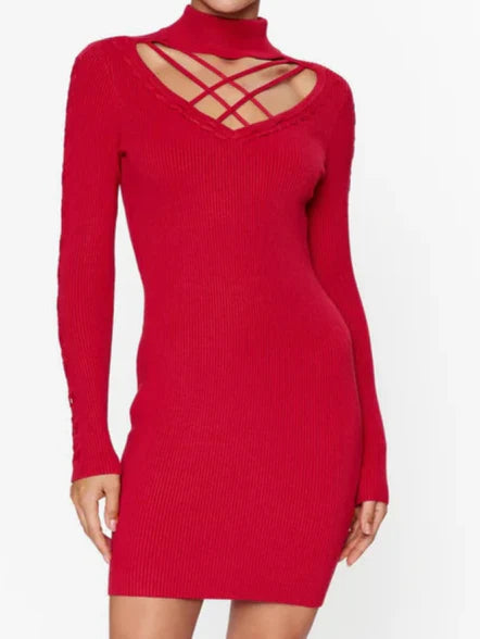 فستان جيس القصير ذو التصميم المقطوع