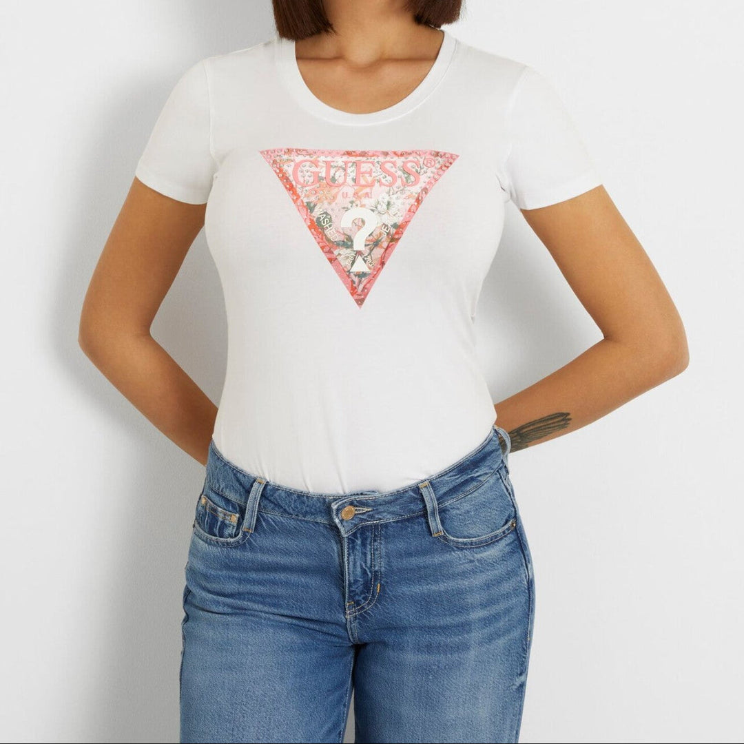 تي شيرت Guess RN Satin Triangle نسائي