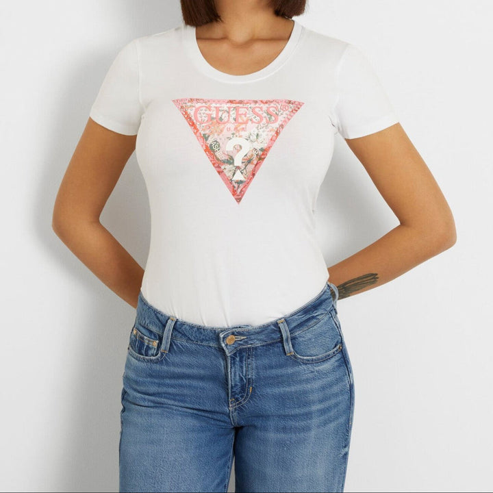 تي شيرت Guess RN Satin Triangle نسائي