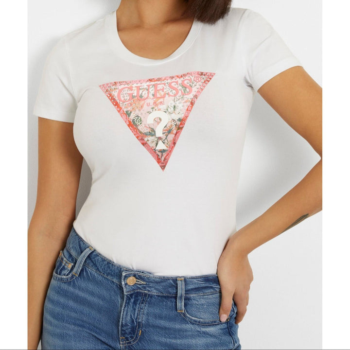 تي شيرت Guess RN Satin Triangle نسائي