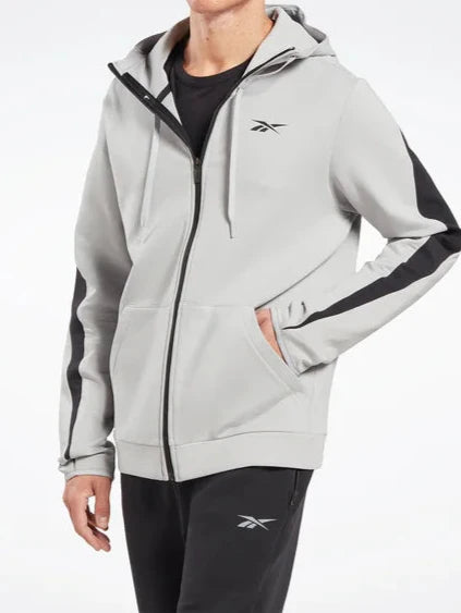 هودي من الصوف بسحاب كامل وشعار صغير من ريبوك