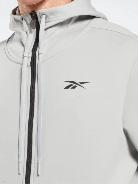 هودي من الصوف بسحاب كامل وشعار صغير من ريبوك