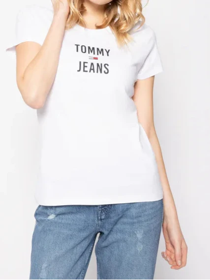تي شيرت تومي جينز نسائي بشعار مربع