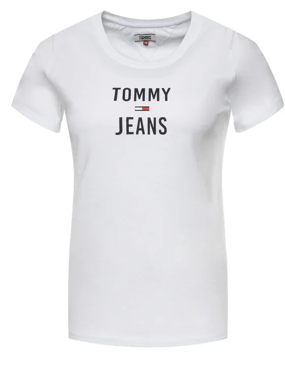 تي شيرت تومي جينز نسائي بشعار مربع